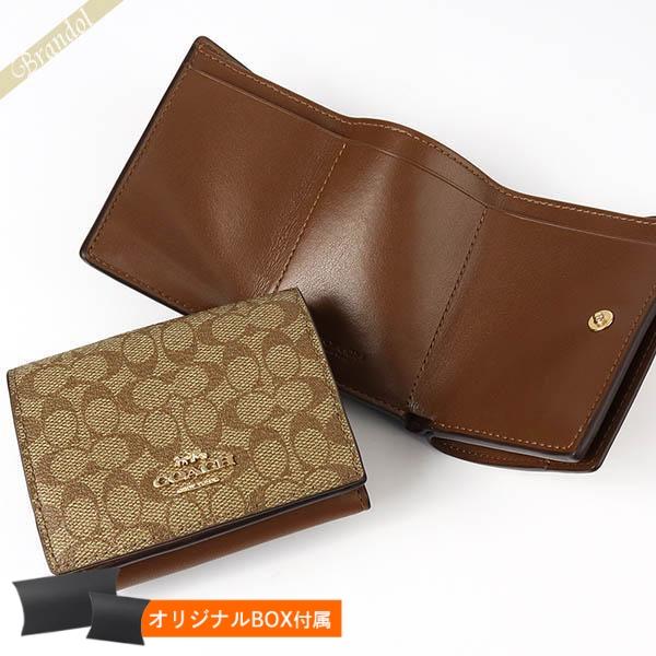 コーチ COACH レディース 三つ折り財布 シグネチャー ミニウォレット ベージュ ライトブラウン...