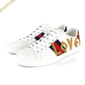 《ポイント5倍》グッチ GUCCI スニーカー レディース Ace エース エンブロイダリー Loved ホワイト 505328 DOPE0 9095｜brandol-s