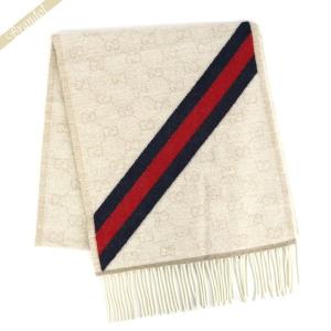 GUCCI（グッチ） ストール ウール シルク GG柄 ショール 薄手 ブラウン
