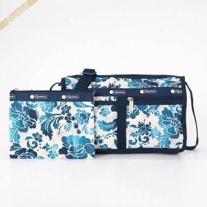 レスポートサック LeSportsac ショルダーバッグ レディース DELUXE SHOULDER SATCHEL 花柄 ブルー ホワイト系 7519 E478｜Brandol Style