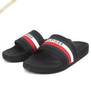 《最大21%還元》トミーヒルフィガー TOMMY HILFIGER サンダル メンズ ストライプ シャワーサンダル ブラック TMRIKER 181