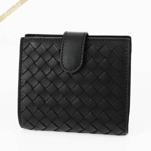 ボッテガヴェネタ 二つ折り財布 BOTTEGA VENETA メンズ レディース イントレチャート レザー ブラック 121059 V0016 8806｜brandol