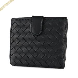 《P5倍_29日23:59迄》ボッテガヴェネタ 二つ折り財布 メンズ レディース BOTTEGA VENETA 財布 イントレチャート レザー ブラック 121059 V001N 1000｜brandol