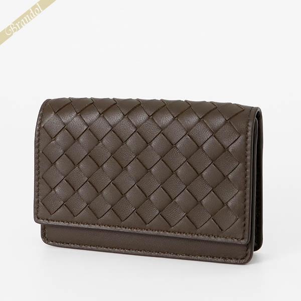 ボッテガヴェネタ 名刺入れ BOTTEGA VENETA ラムレザー イントレチャート 革編み ブラ...