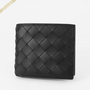 ボッテガヴェネタ 二つ折り財布 BOTTEGA VENETA イントレチャート 革編み ブラック メンズ 740273 VCPQ4 8803｜brandol