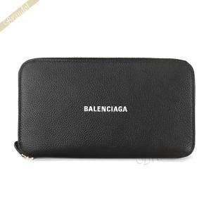 バレンシアガ 長財布 BALENCIAGA ラウンドファスナー ロゴ レザー ウォレット ブラック 594290 1IZ4M 1090｜brandol