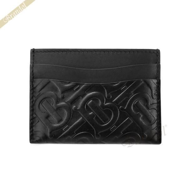 バーバリー カードケース BURBERRY メンズ レディース TBモノグラム 型押し レザー ブラ...