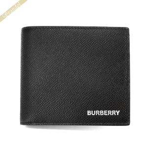 《店内全品_P9倍》バーバリー 二つ折り財布 BURBERRY メンズ グレイニーレザー ウォレット ブラック 8014656｜brandol