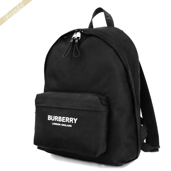 バーバリー リュックサック BURBERRY ロゴプリント ECONYL バックパック ブラック 8...