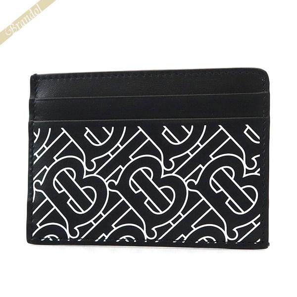 バーバリーカードケース BURBERRY  メンズ TBモノグラム ロゴ レザー ブラック系 804...