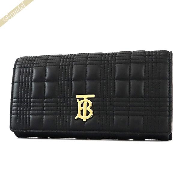 《クーポン》バーバリー 長財布 BURBERRY レディース TBロゴ キルティング レザー ブラッ...