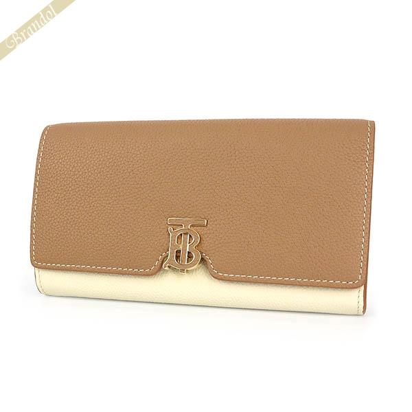 バーバリー 長財布 BURBERRY 財布 レディース バイカラー ベージュ系×アイボリー 8059...