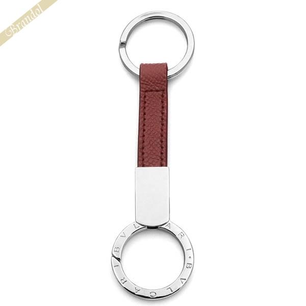 ブルガリ キーリング BVLGARI  レザー リング キーホルダー レッド系 283701