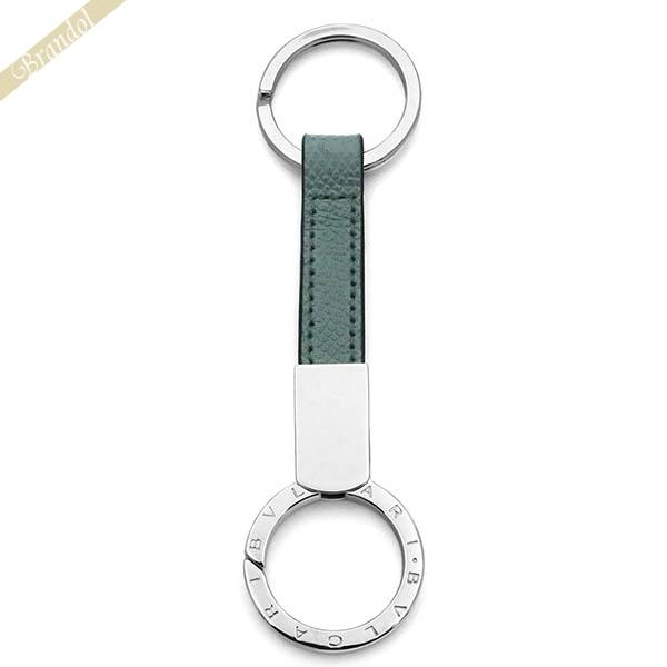 ブルガリ キーリング BVLGARI  レザー リング キーホルダー ブルーグレー系 285208