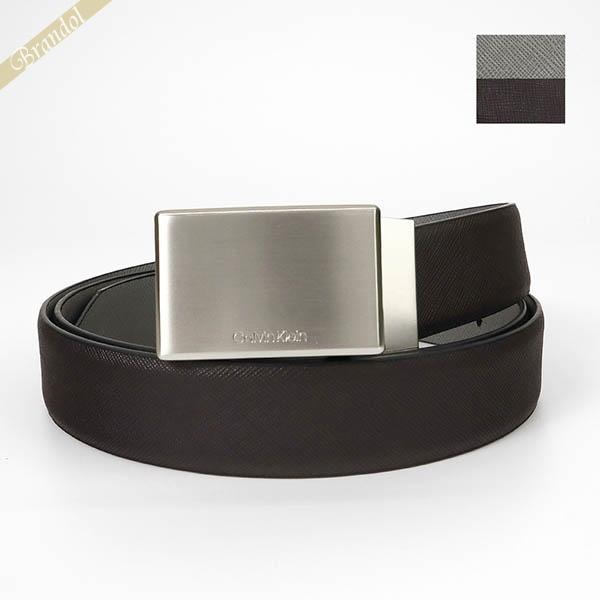 カルバンクライン ベルト Calvin Klein メンズ 交換用バックル付 リバーシブル ブラウン...