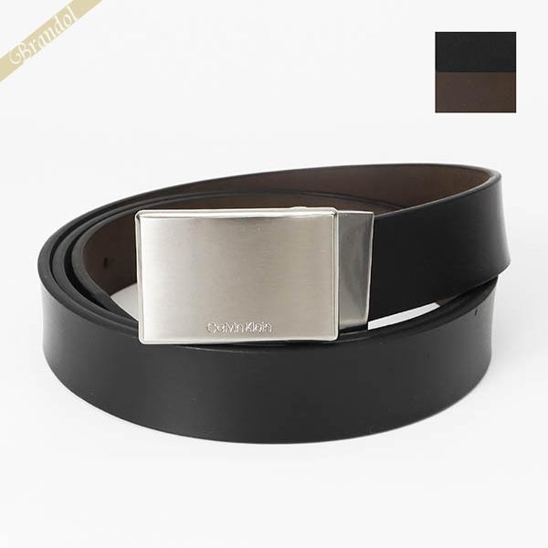 カルバンクライン ベルト Calvin Klein レザー リバーシブル 替えバックル付 ブラック×...
