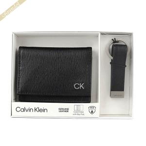 カルバンクライン 名刺入れ Calvin Klein メンズ レザー キーリングセット ブラック 31CK330017｜brandol