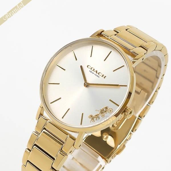 コーチ レディース腕時計 COACH Perry ペリー 馬車モチーフ 36mm シルバー×ゴールド...