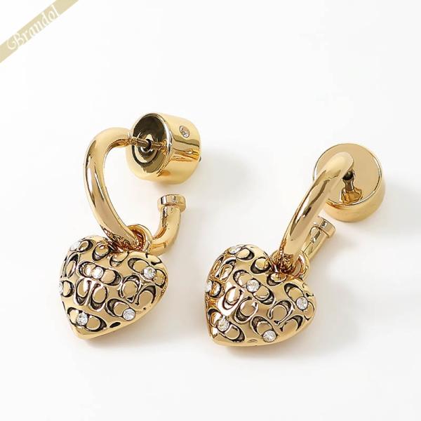 コーチ ピアス COACH キルテッド シグネチャー ハート ハギー フープ ゴールド 460422...