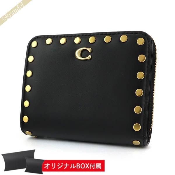 コーチ 二つ折り財布 COACH 財布 レディース ビルフォールド ウォレット リベット ブラック ...