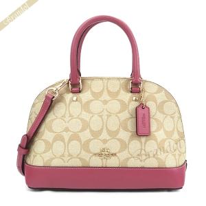 コーチ ショルダーバッグ COACH レディース シグネチャー ドーム型 2way ライトベージュ×ピンク系 F27583 IMP4J｜brandol