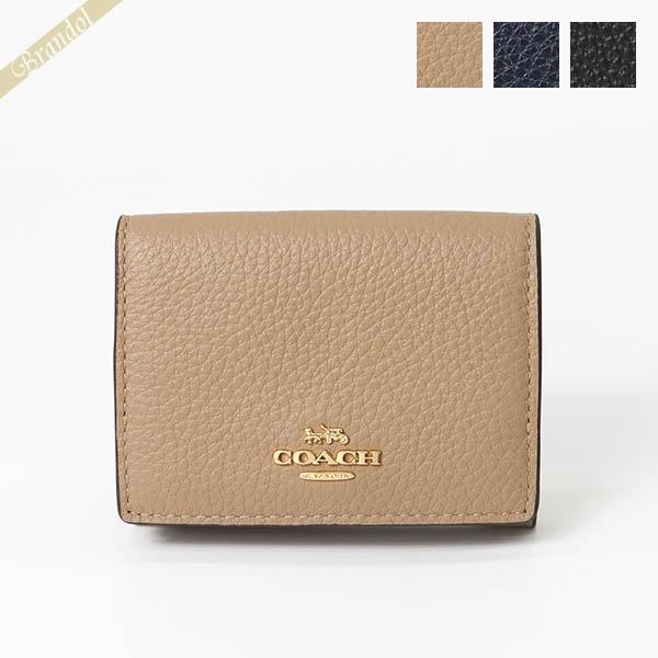コーチ 三つ折り財布 COACH シンプル レザー ミニ財布 ネイビー 88666【クーポン配布】
