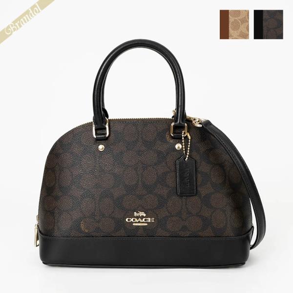 《クーポン》コーチ ショルダーバッグ COACH シグネチャー ミニボストン ブラウン×ブラック/ベ...
