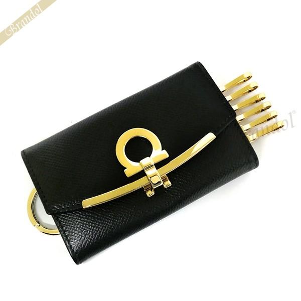 フェラガモ キーケース Ferragamo レディース レザー ガンチーニ クロージャー ブラック ...