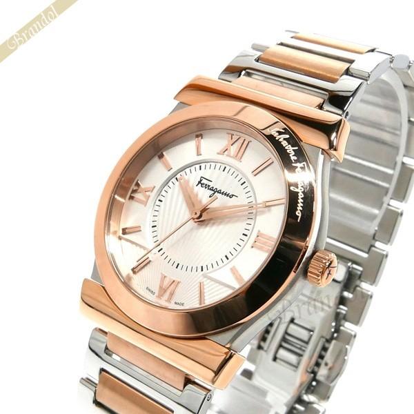 フェラガモ 腕時計 Ferragamo メンズ Vega ベガ 37mm シルバー×ローズゴールド ...