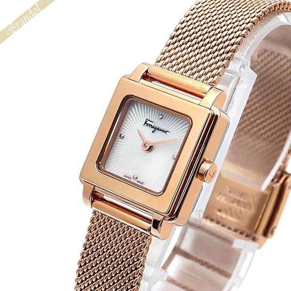 フェラガモ 腕時計 Ferragamo レディース SQUARE スクエア 20mm ホワイトパール...