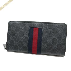 《P8倍_2日23:59迄》グッチ 長財布 GUCCI 財布 メンズ レディース ラウンドファスナー シグネチャー ネイビー×レッド 408831 KHN4N 1095｜brandol