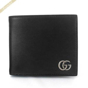 《P8倍_2日23:59迄》グッチ 二つ折り財布 GUCCI 財布 メンズ GGマーモント レザー ブラック 428725 0YK0N 1000｜brandol