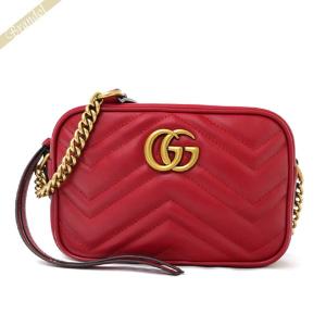 GUCCI レザー ポーチ GGロゴ レッド GUCCI（グッチ） レディース ショルダーバッグ GG マーモント レザー