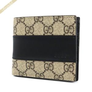 《P8倍_15日23:59迄》グッチ 二つ折り財布 GUCCI 財布 メンズ GGスプリーム キャンバス 札入れ ベージュ×ブラック 451240 KGDHN 9769｜brandol