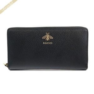 《P5倍_29日23:59迄》グッチ 長財布 GUCCI 財布 ラウンドファスナー アニマリエ レザー ジップアラウンドウォレット ブラック 523667 DJ20T 1000｜brandol