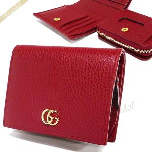 《P5倍_29日23:59迄》グッチ 二つ折り財布 GUCCI レディース プチ マーモント レザー 脱着式コインケース カードケース レッド 546586 CAO0G 6433｜brandol