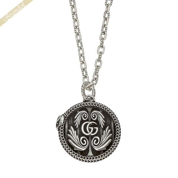 グッチ ネックレス GUCCI メンズ GGマーモント スネークモチーフ ペンダント シルバー 57...