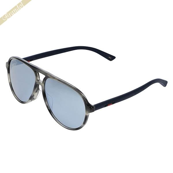 グッチ サングラス GUCCI ティアドロップ型 マルチカラー セルフレーム アジアンフィット メン...