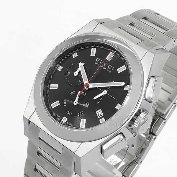 グッチ 腕時計 GUCCI メンズ パンテオン クロノグラフ 42mm ブラック×シルバー YA11...