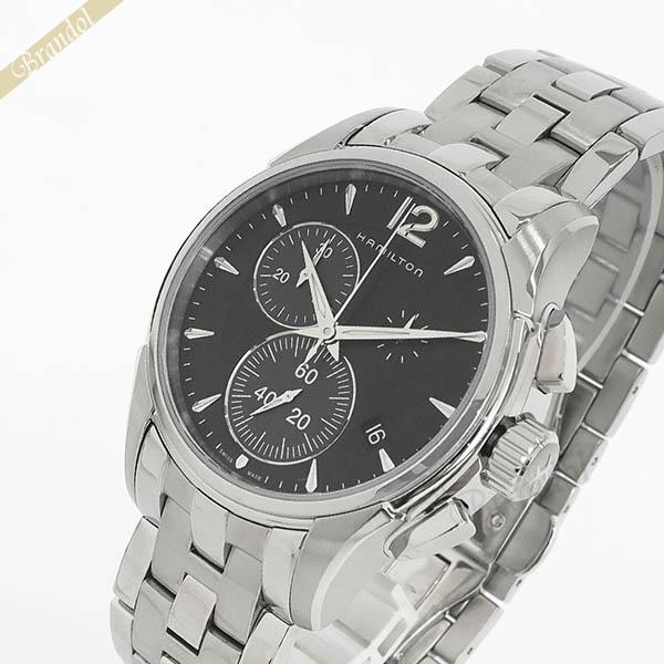 ハミルトン メンズ腕時計 HAMILTON ジャズマスター クロノグラフ 42mm ブラック×シルバ...