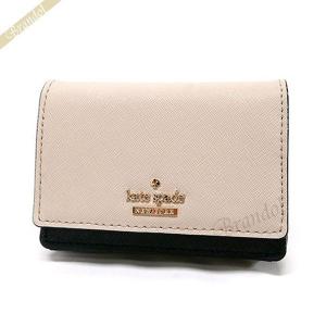 ケイトスペード 小銭入れ kate spade 財布 レディース 定期入れ付 レザー ベージュ ブラック PWRU5096 913 TUSK/BLACK｜brandol