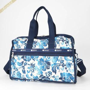 《P10倍_26日23:59迄》レスポートサック ボストンバッグ LeSportsac DELUXE MED WEEKENDER 花柄 ブルー×ホワイト系 4318 E478◇