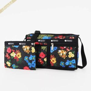 《P6倍_23日23:59迄》レスポートサック ショルダーバッグ LeSportsac DELUXE SHOULDER SATCHEL 花柄 ブラック系マルチカラー 7519 E477｜brandol