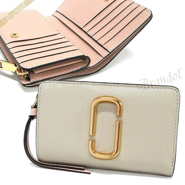 マークジェイコブス 二つ折り財布 MARC JACOBS レディース グレージュ×ベージュ×ライトピ...