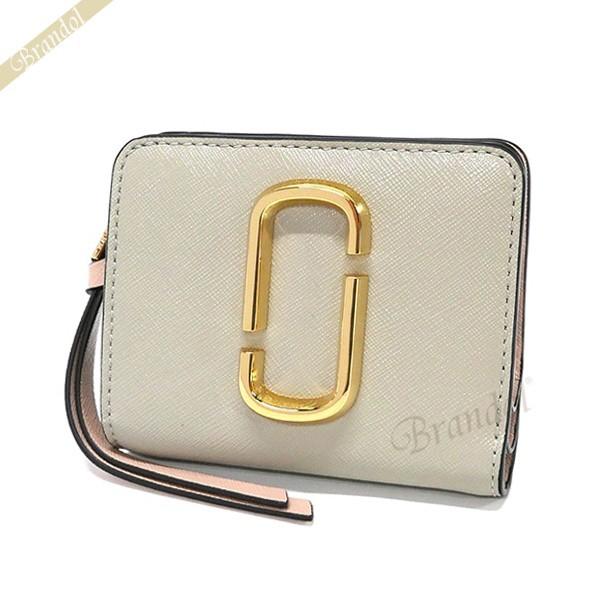 マークジェイコブス 二つ折り財布 MARC JACOBS レディース グレージュ×ベージュ×ライトピ...