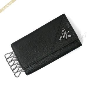 PRADA プラダ キーケース メンズ レザー 三角ロゴ 6連 ブラック PRADA プラダ キーケース メンズ レザー 三角ロゴ 6連 ブラック