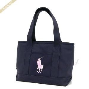 《P6倍_3日23:59迄》ポロ ラルフローレン トートバッグ POLO RALPH LAUREN レディース キャンバス スクールトート ネイビー 950188 NAVY-BLUSH PINK