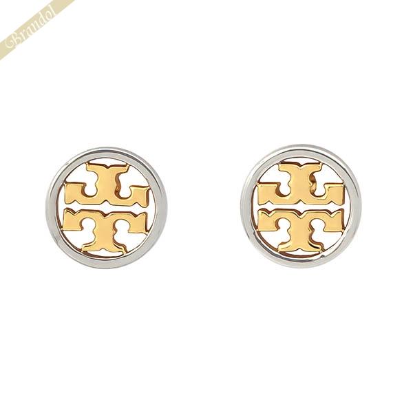 トリーバーチ ピアス TORY BURCH レディース ロゴ スタッド コンビカラー ゴールド×シル...