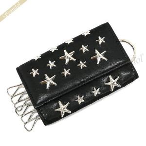 （訳あり・箱破損）ジミーチュウ キーケース JIMMY CHOO レディース ネプチューン スタースタッズ レザー ブラック◇