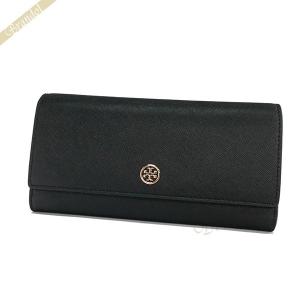 （訳あり・側面型崩れ） トリーバーチ 長財布 TORY BURCH レディース ロビンソン レザー ブラック×ネイビー 46630 018